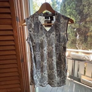 NWT Mossimo Sleeveless Women's Silk Blouse Top Shirt Bow Tie Snakeskin Pattern S